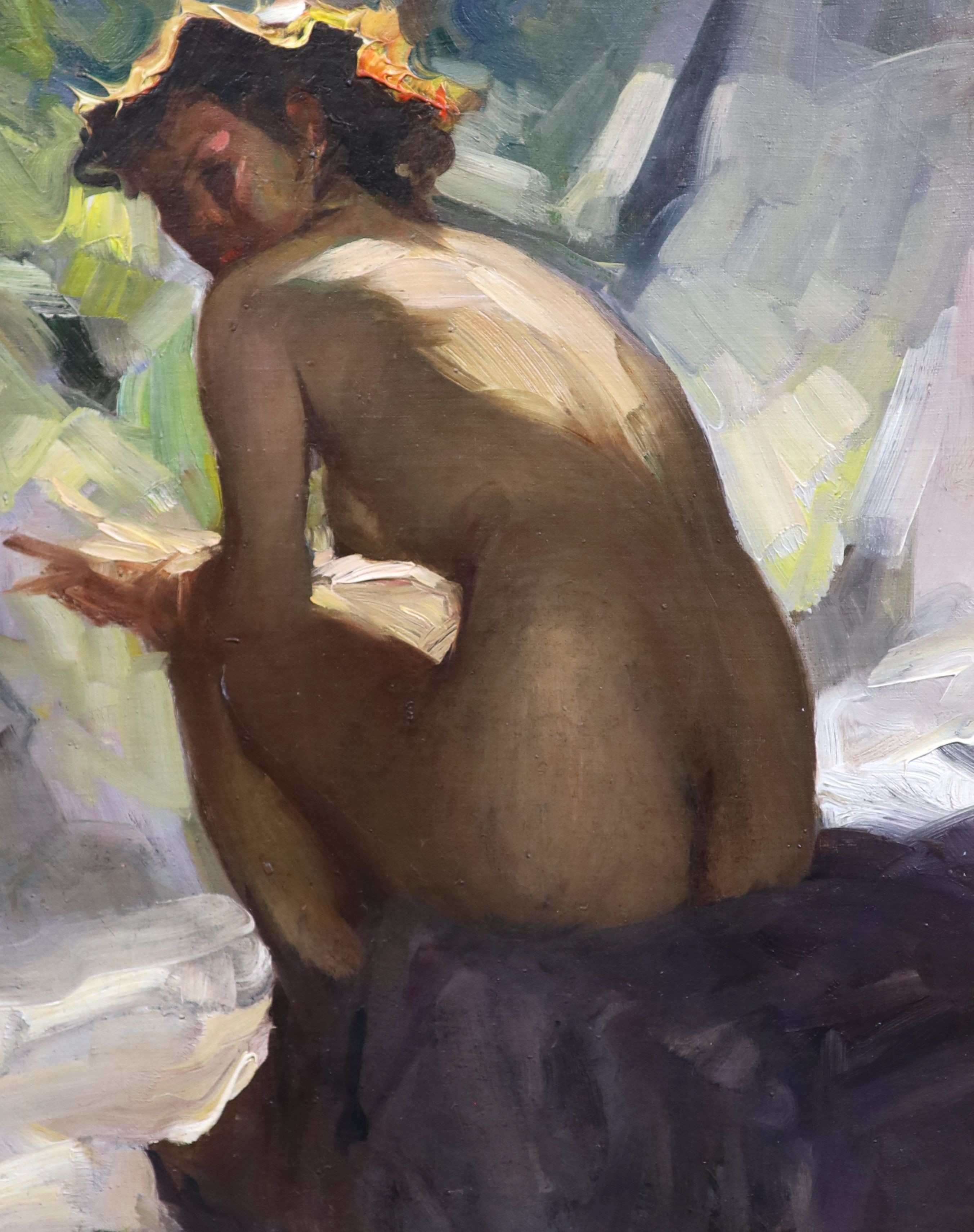 Cecil Rochfort D'Oyly John (1906-1993), Study of a seated female nude, oil on canvas, 38 x 30cm